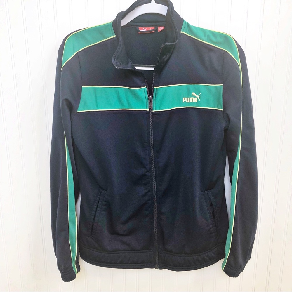 Puma Navy & Green Zip-Up Track/Workout Jacket - L